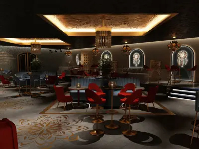 bar coffee restaurant night club interior design 3D model