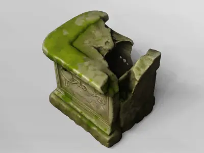 Ancient Moss-Covered Stone Ruin Fragment 3D model