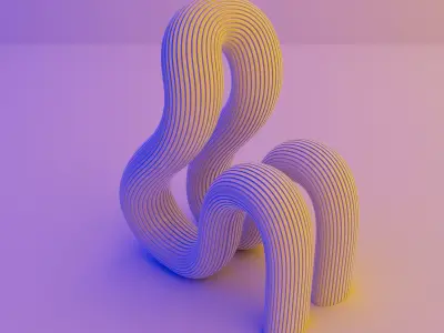 Modern curved chair - interior Low-poly 3D model