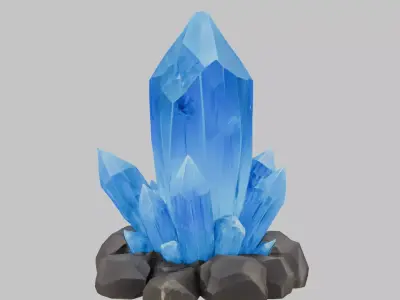 Luminous Sapphire Crystal Cluster Low-poly 3D model