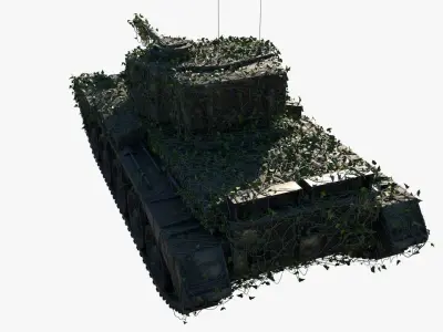 4K realistic low poly abandoned tank  3D model