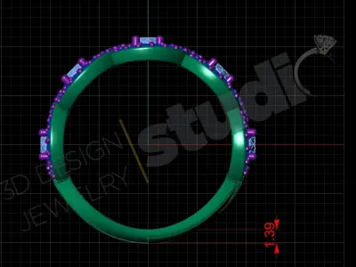 Luxury twist ring with stones 3d model print 3D print model