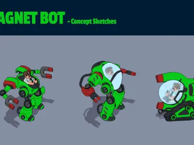 Magnet Robot Car Low-poly 3D model