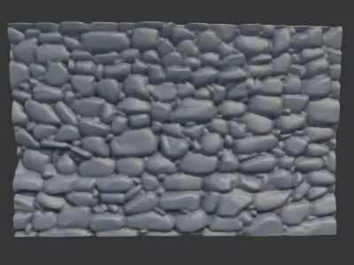 Stone Wall with Algae Texture 3D model