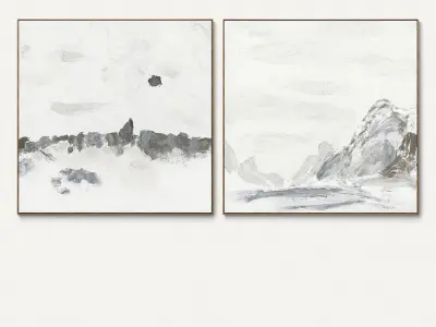 Plaster two square photo frames 64 Low-poly 3D model