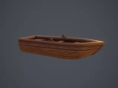 3D game-ready Boat wooden Low-poly 3D model