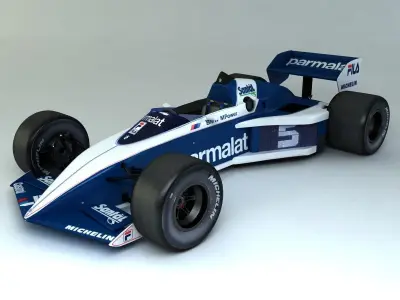 1983 Formula 1 Brabham BT52B Low-poly 3D model