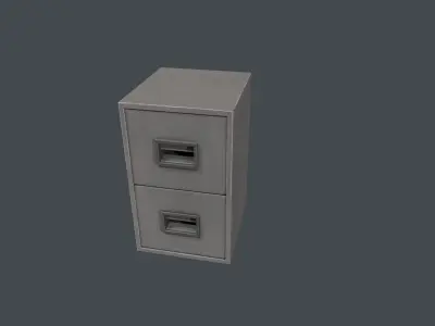 Grey Two Drawer Filing Cabinet Low-poly 3D model