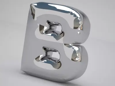 Silver B Balloon 3D model