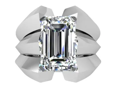 Emerald Diamond Ring 3754 3D print model