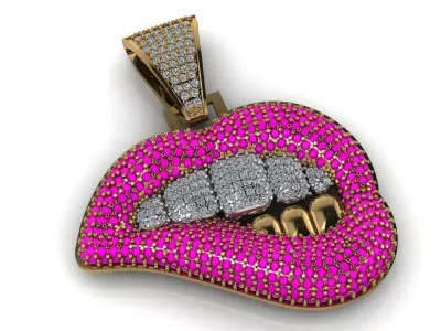 Biting lips pendant  3D print model