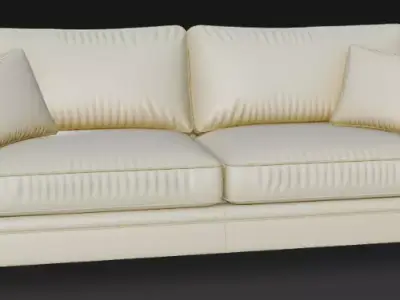 Elegant Cream Leather Sofa 3D Model 3D model