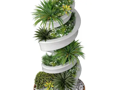 Indoor Spiral Vertical Garden Planters flowers indoor greening 3D model
