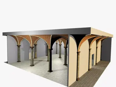 Vaulting 2-3    Romanic   750cm spaced   with thin curbs Low-poly 3D model