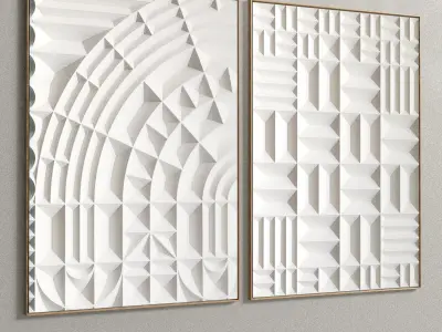 Plaster Two Photo Frame E-12 Low-poly 3D model