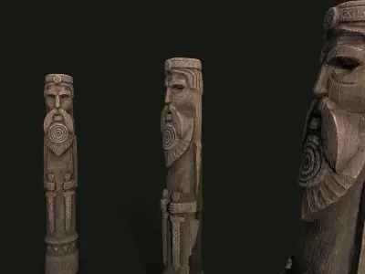 Totem wood 3 pbr 4k  Low-poly 3D model