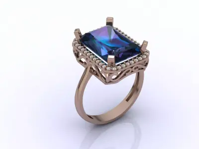 STL 3DM Women Ring Womens Ring Diamonds With Stone Model 3D print model purchase