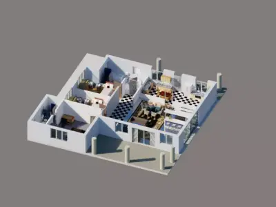 3d floorplan with basic assets 3D model