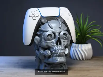 23 skull robot headphone stand sculpture ps5 controller 3D Model Collection