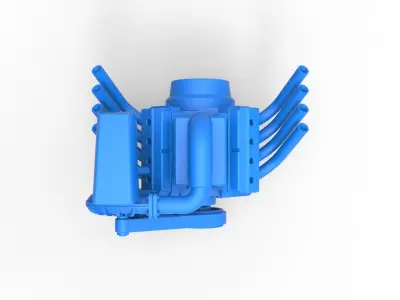 Engine V8 with Centrifugal blower Scale 1 to 25 3D print model