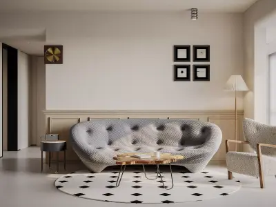 Modern living room dining room interior scenes 409 3D model