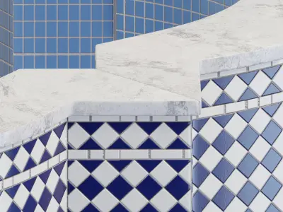 Quatrefoil mosaic fountain 3D model
