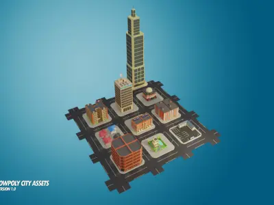 Lowpoly city Assets Package  Low-poly 3D model