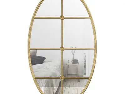 Mullion Detail Oval Decorative Wall Mirror THDS1193 3D model