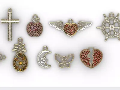 dijes- Colgantes paquete de 10 surtidos -v- 3D print model