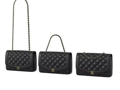 Vintage Medium Diana Flap Bag Black Low-poly 3D model