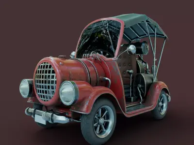Steam Car Low-poly 3D model