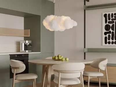 Modern living room dining room interior scenes 209 3D model
