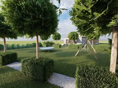 landscape house garden Free 3D model