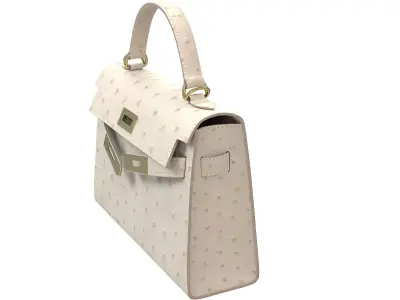 Hermes Kelly Bag Cream Ostrich Low-poly 3D model