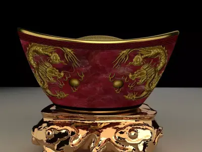 Chinese gold ingot 3D model