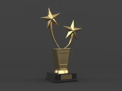 Gold Trophy Cups 3D model 18
