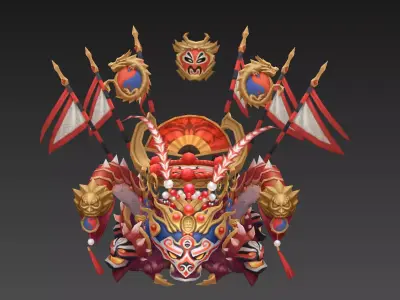 Peking Opera Face Mount Low-poly 3D model