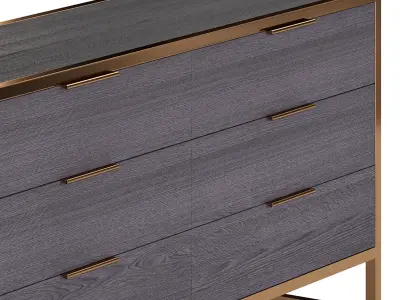 Oxford Black 6-Drawer Dresser 3D model