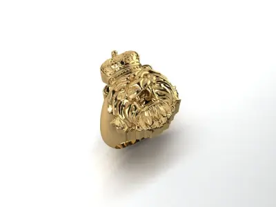 Ring with High-Relief Lion 3D print model