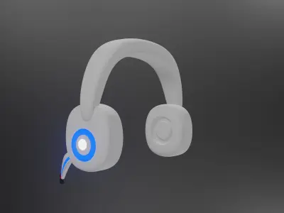 White Headphones with camera and without camera Low-poly 3D model