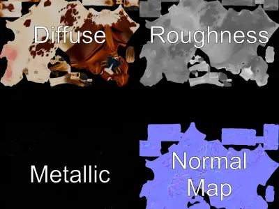 Spotted Dairy Cow D Model Pack Low-poly 3D model