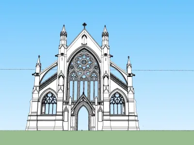 cathedral arch facade Low-poly 3D model