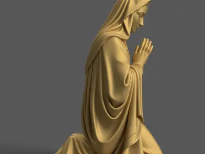 St Virgin Mary Kneeling for Nativity STL File 3D print model