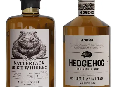 Aesthetic Bottles in Old Style for Shelves in a Bar 3D model