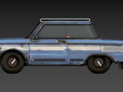 3D model of a car with a roof rack Low-poly 3D model