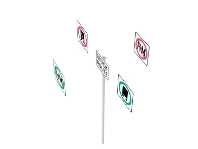 Road Sign - US - R14 Series Truck Routes 3D model