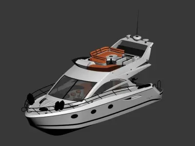 Luxury Flybridge Motor Yacht White Modern Style 3D model