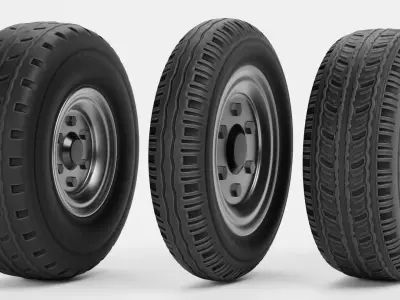 Tire Collection - 3 Automotive Wheels Low-poly 3D model