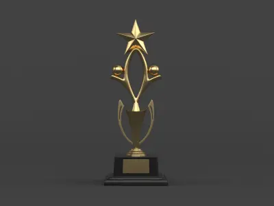 Gold Trophy Cups 3D model 17
