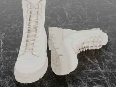GREYDER 3D BOOTS - WHITE - HIGH Low-poly 3D model